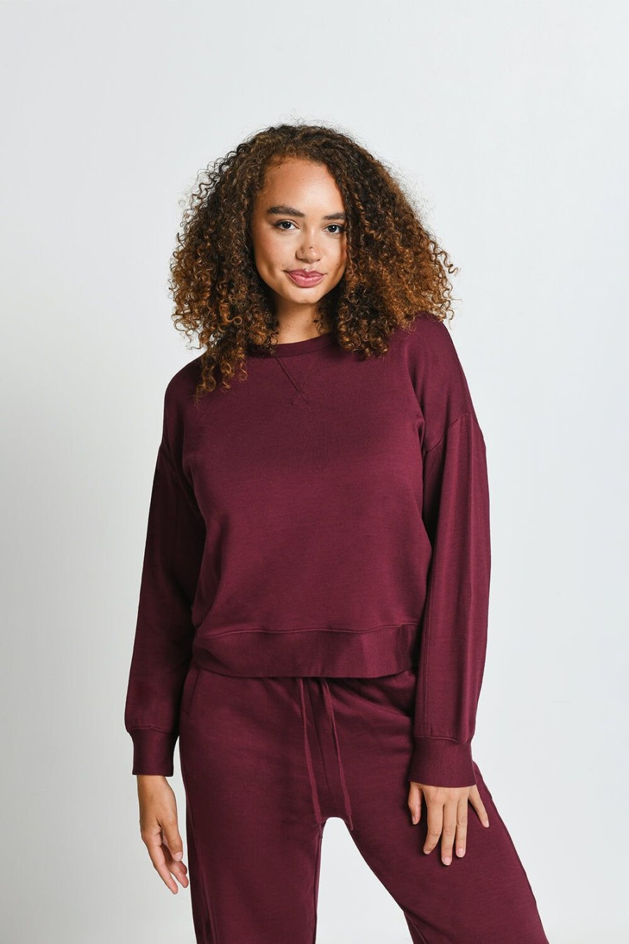 Women Lovall Hoodies & Sweatshirts | Luxe Lounge Sweatshirt Dark Cherry