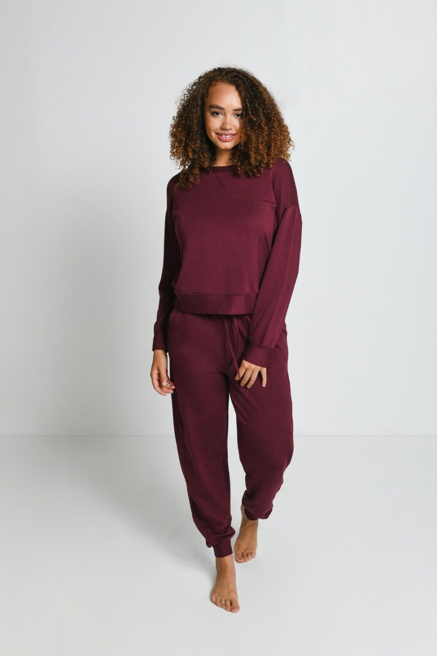 Women Lovall Hoodies & Sweatshirts | Luxe Lounge Sweatshirt Dark Cherry