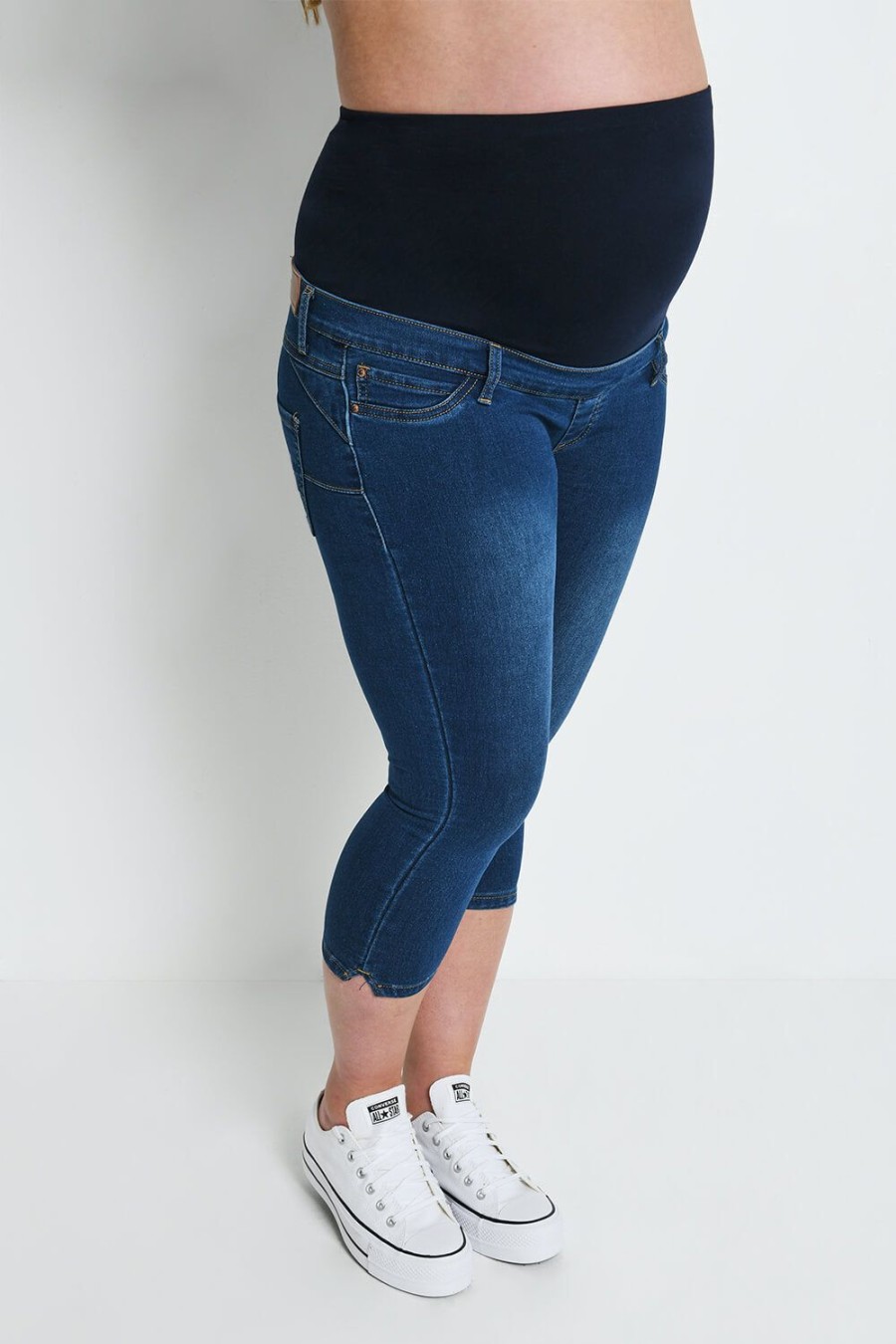 Maternity Lovall Leggings | Maternity Cropped Jeggings Dark Blue