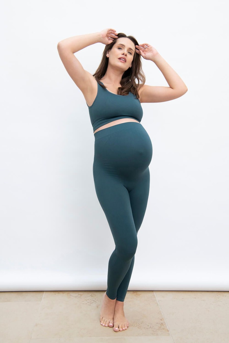 Maternity Lovall Leggings | Ultimate Seamless Maternity Leggings Teal Blue