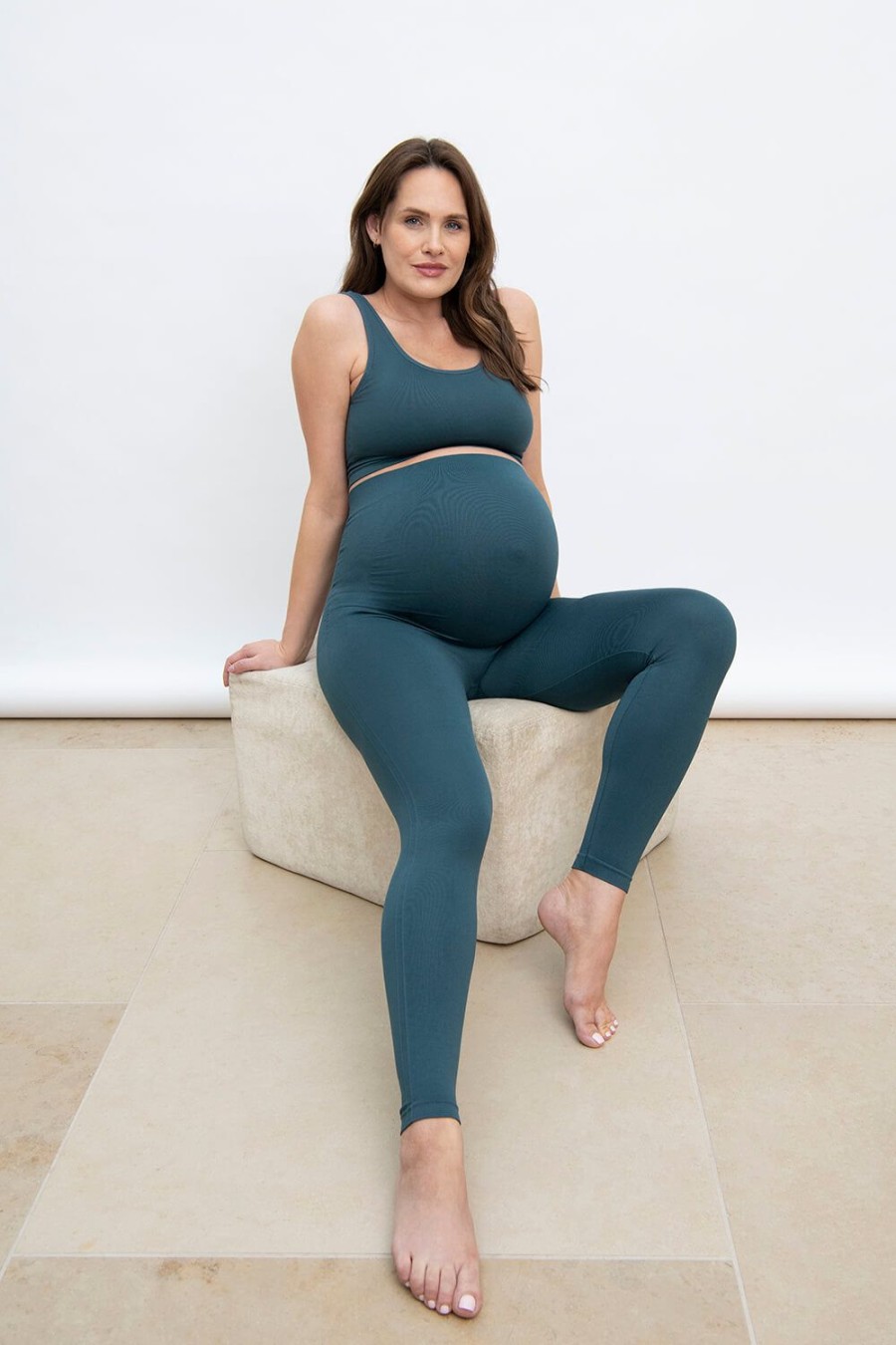 Maternity Lovall Leggings | Ultimate Seamless Maternity Leggings Teal Blue