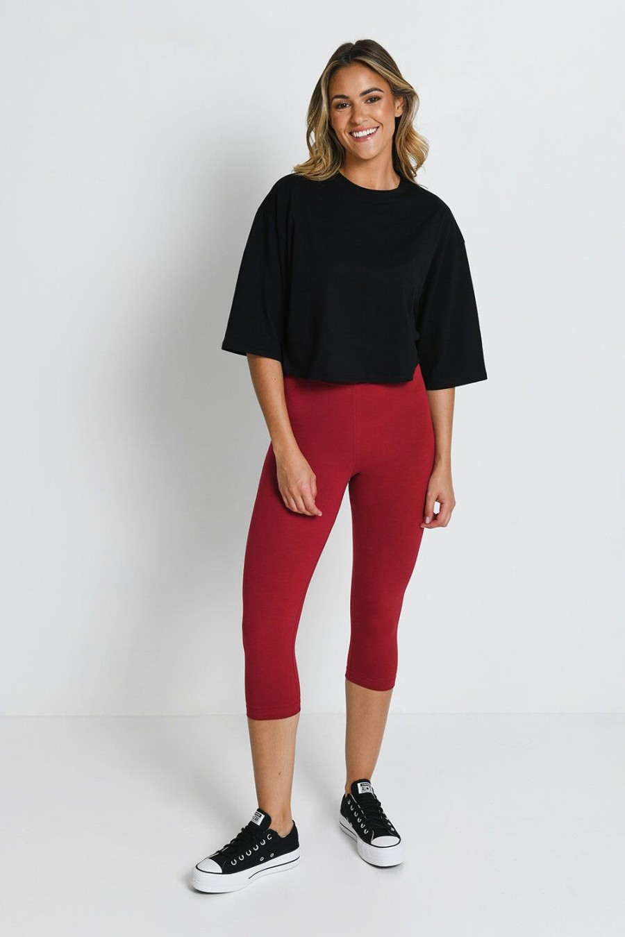 Women Lovall Cropped | Everyday Cropped Leggings Red Wine