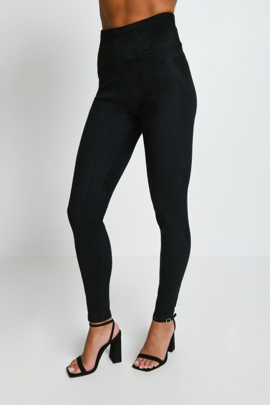 Women Lovall Leather | Suede Look Leggings--Black