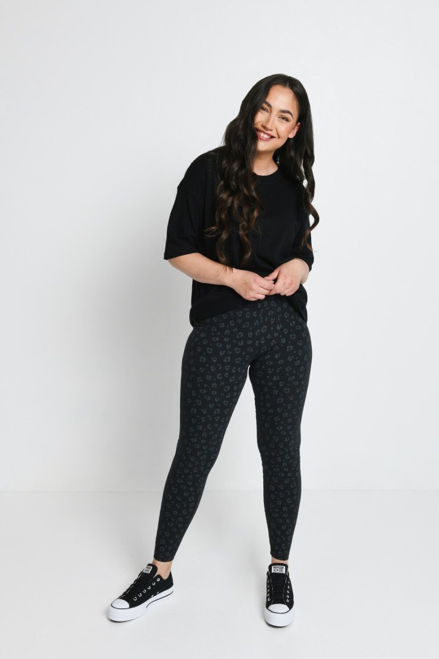 Women Lovall Black Leggings | Everyday High Waisted Leggings Black Animal Print