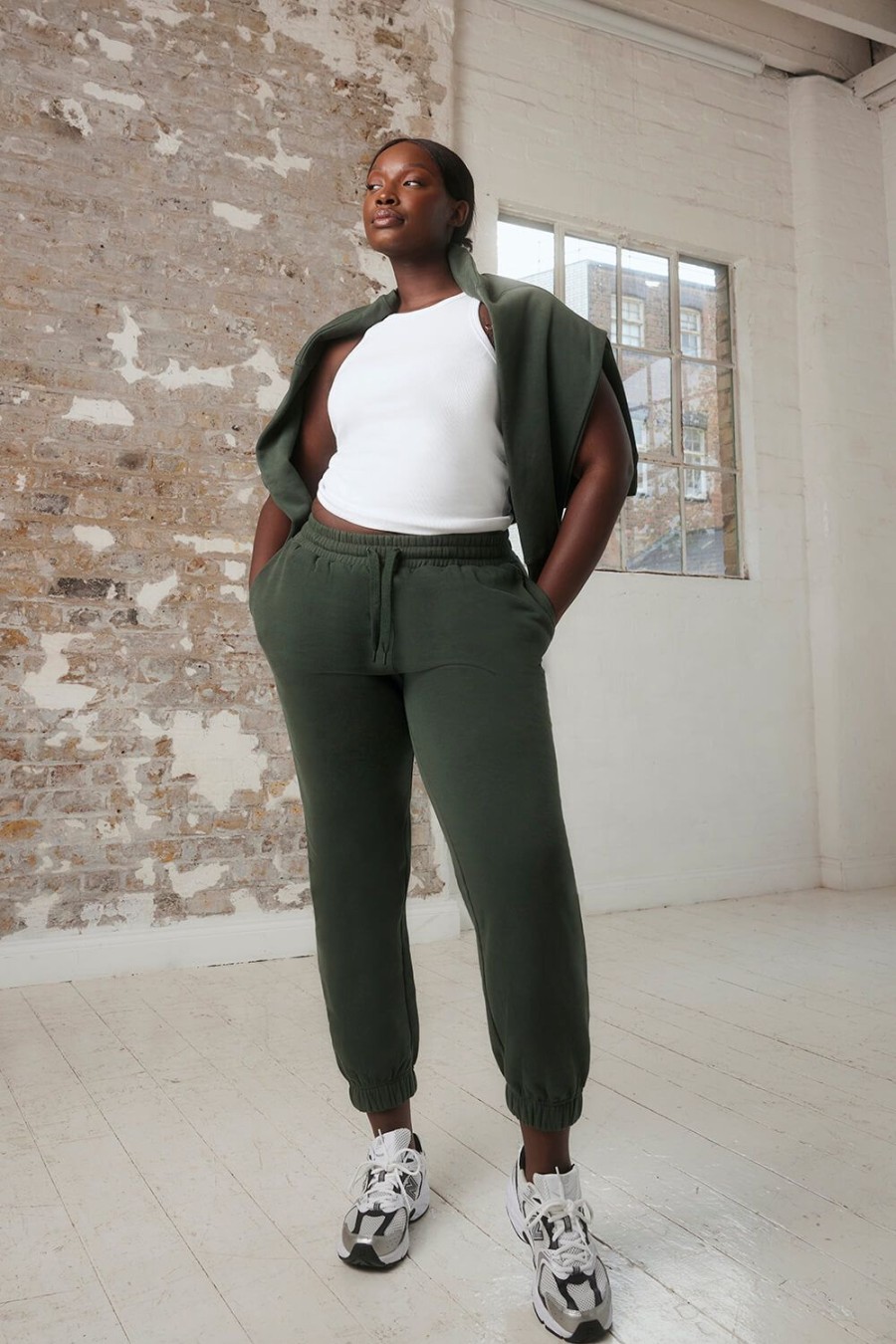 Women Lovall Two Piece Sets | Everyday Comfy Joggers Forest Green